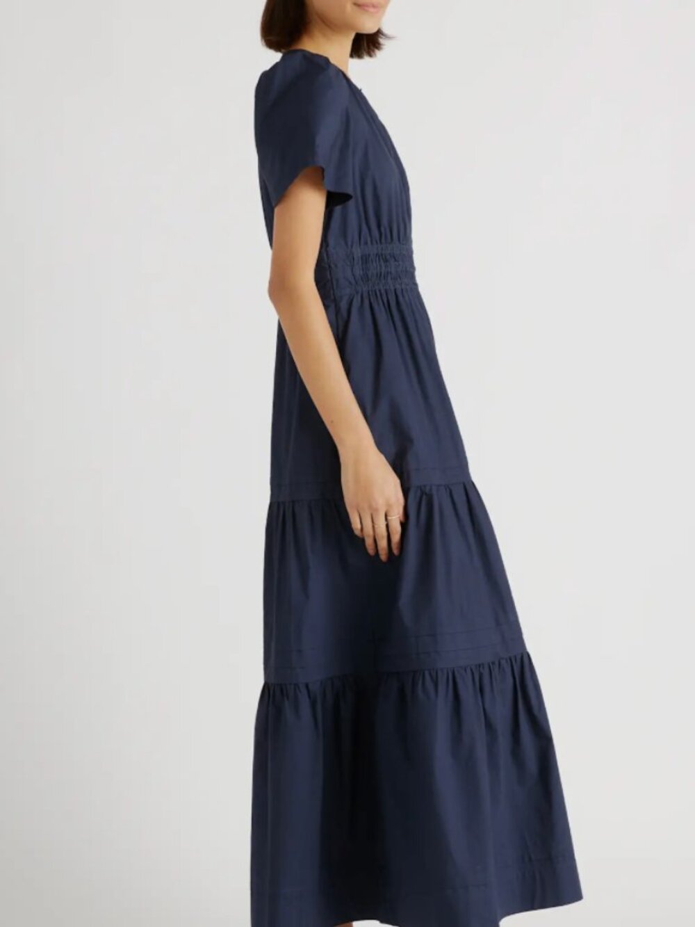 Quince 100% Cotton Tiered Maxi Dress Navy Size XL - Picture 3 of 8